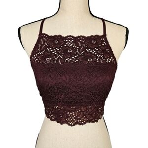 Aeri Racerback Lace Bralette,  Burgundy,  Medium